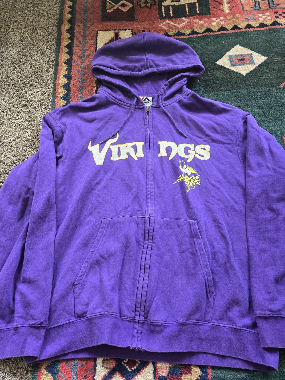 Majestic NFL Vikings Full Zip Hoodie Mens XL 2015 Cotton